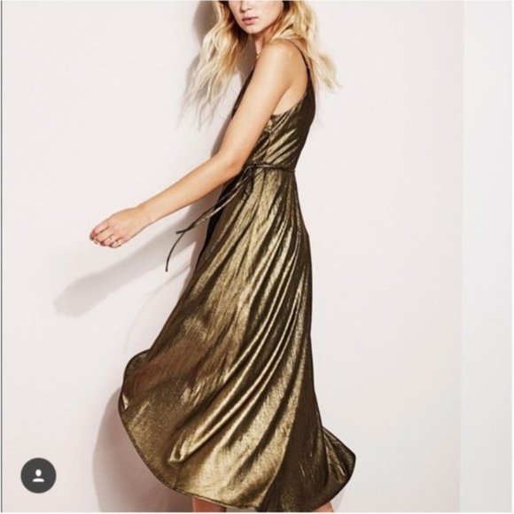 Lush Gold Wrap Dress - Picture 1 of 5